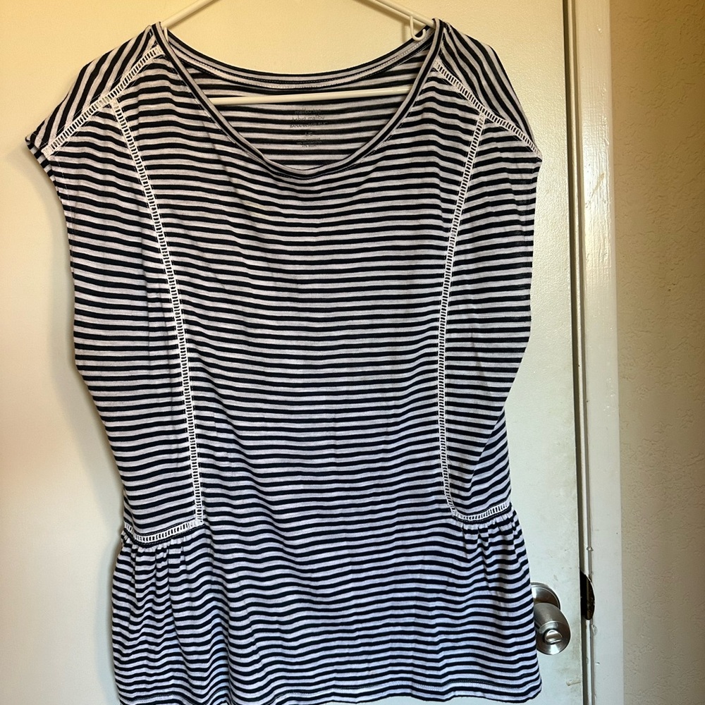 Banana Republic Navy and White Striped Tee